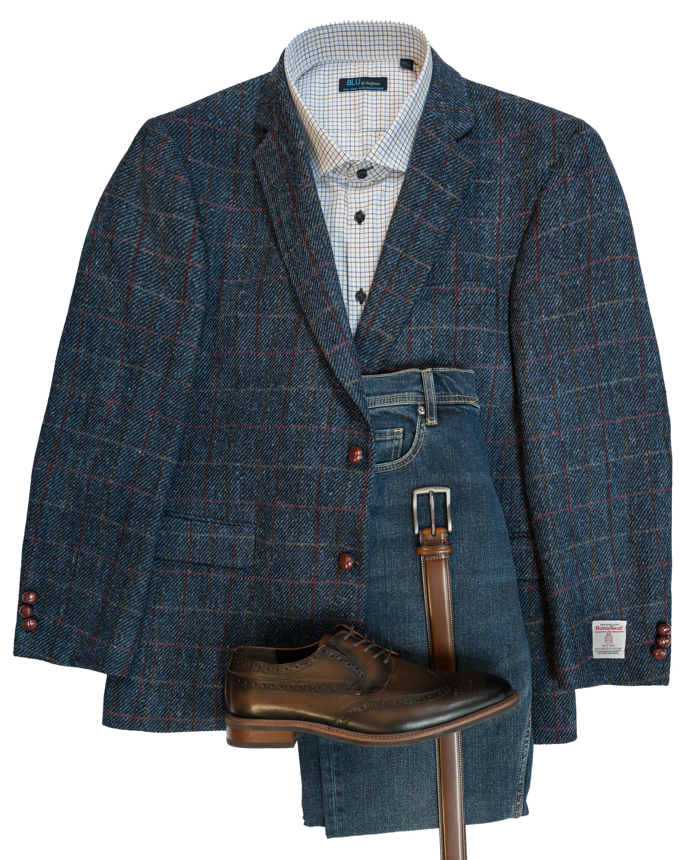 Harris Tweed Sport Coat in Blue Windowpane