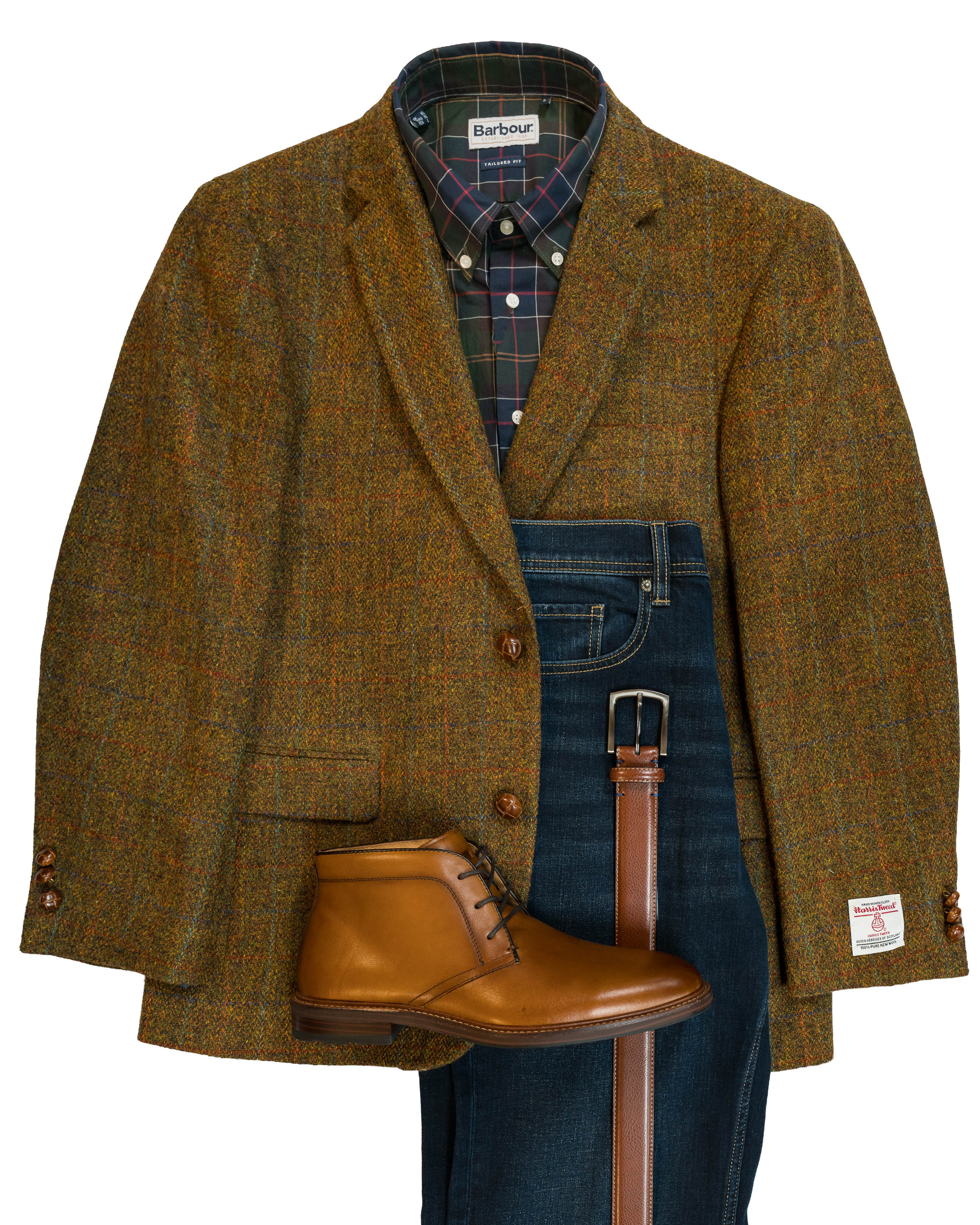 Harris Tweed Sport Coat in Russet Rust Color With Windowpane