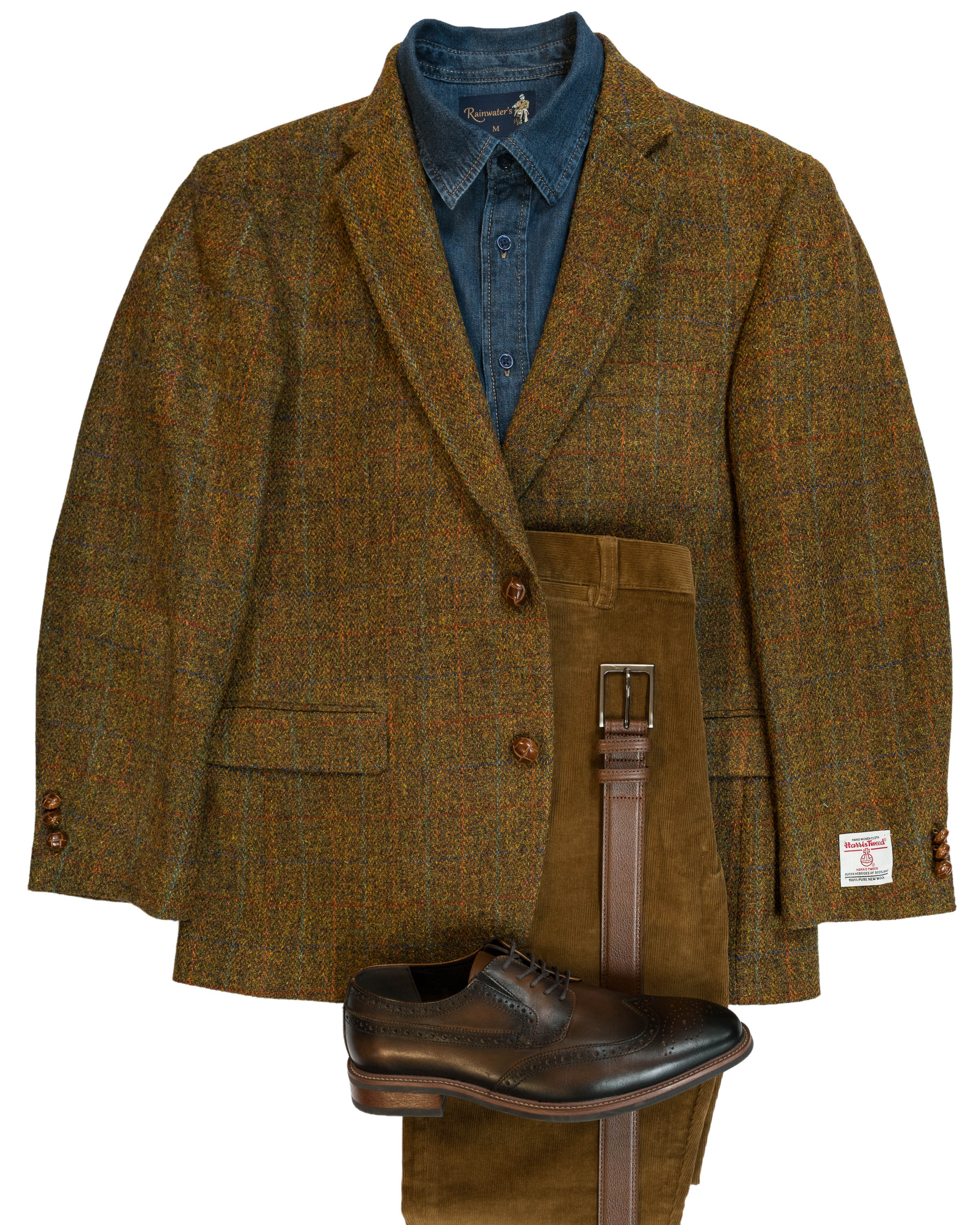 Harris Tweed Sport Coat in Russet Rust Color With Windowpane