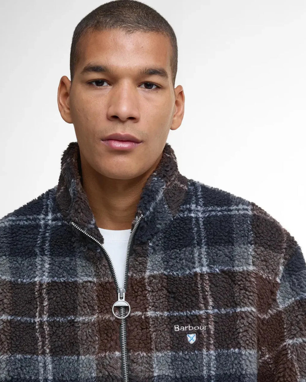 Barbour Tartan Sherpa Fleece In Midnight Oak