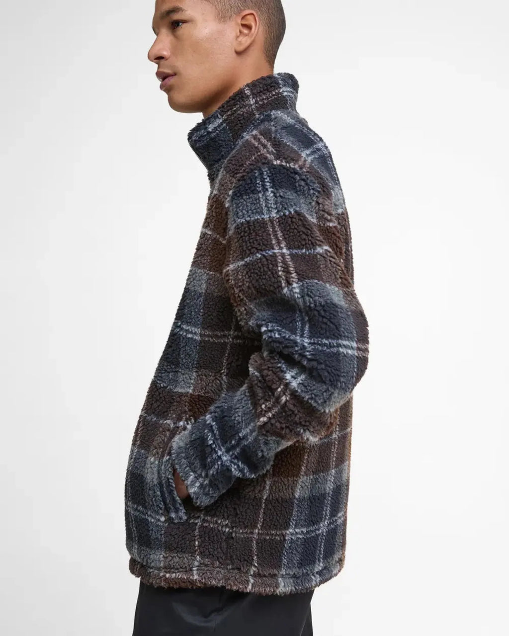 Barbour Tartan Sherpa Fleece In Midnight Oak
