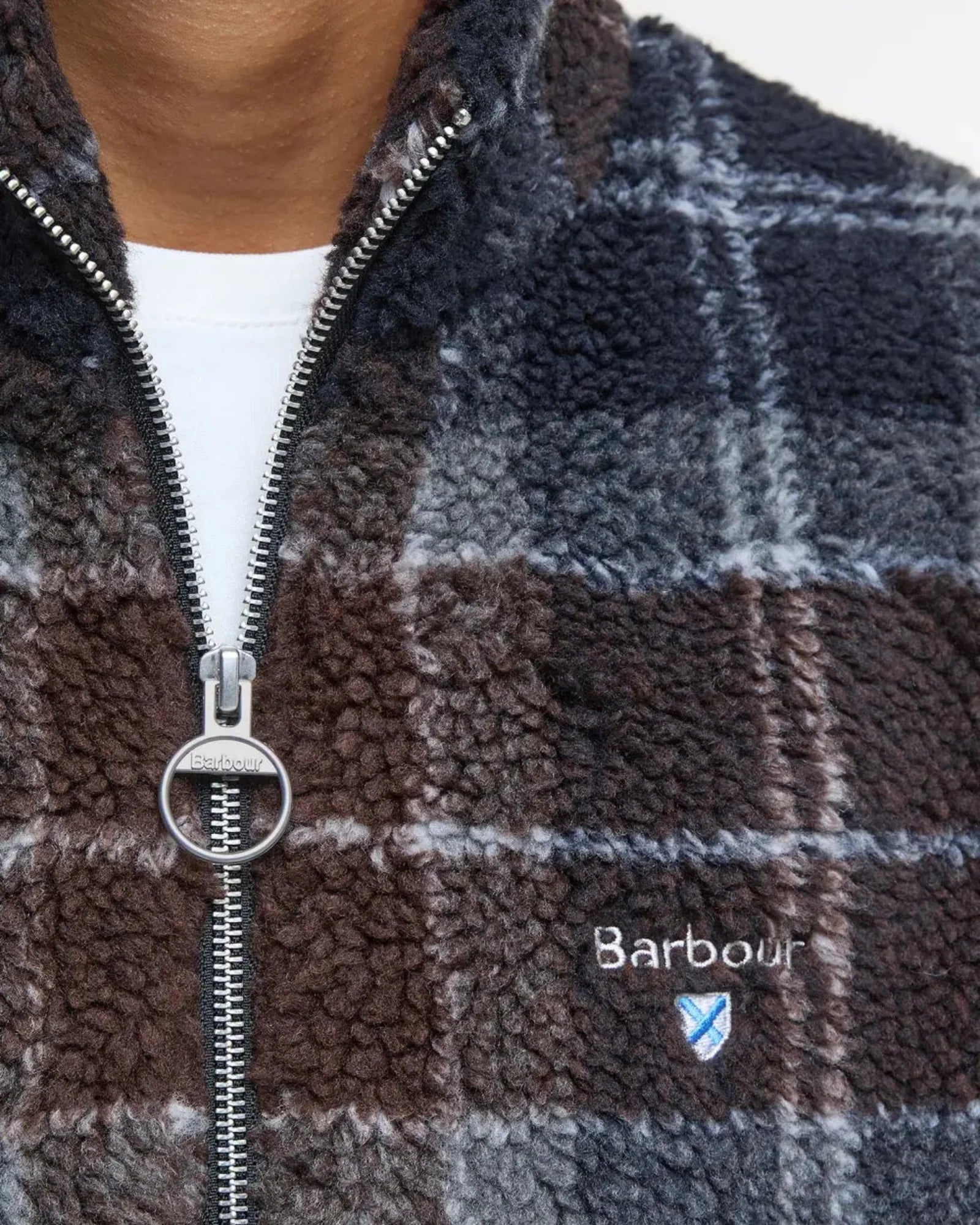 Barbour Tartan Sherpa Fleece In Midnight Oak